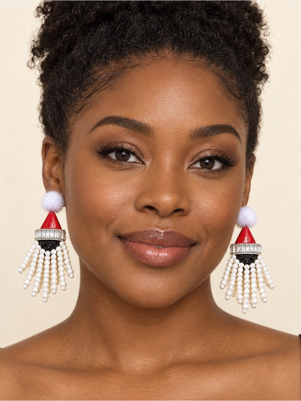 Santa Afro American Christmas Earrings